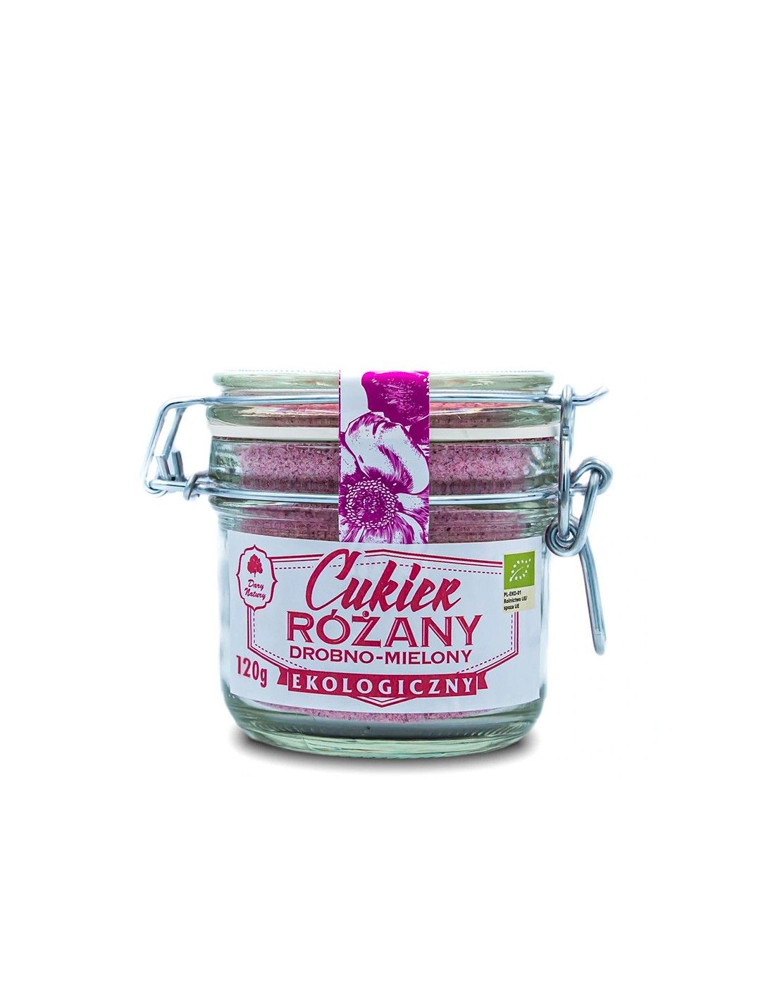 Фино смляна тръстикова захар с розови листенца, 120 g  Dary Natury - Nutra Best Bulgaria