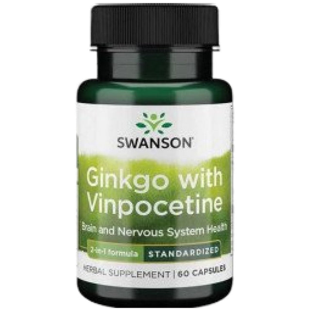 Ginkgo with Vinpocetine (Standardized) 40 mg - 60 капсули  Swanson - Nutra Best Bulgaria