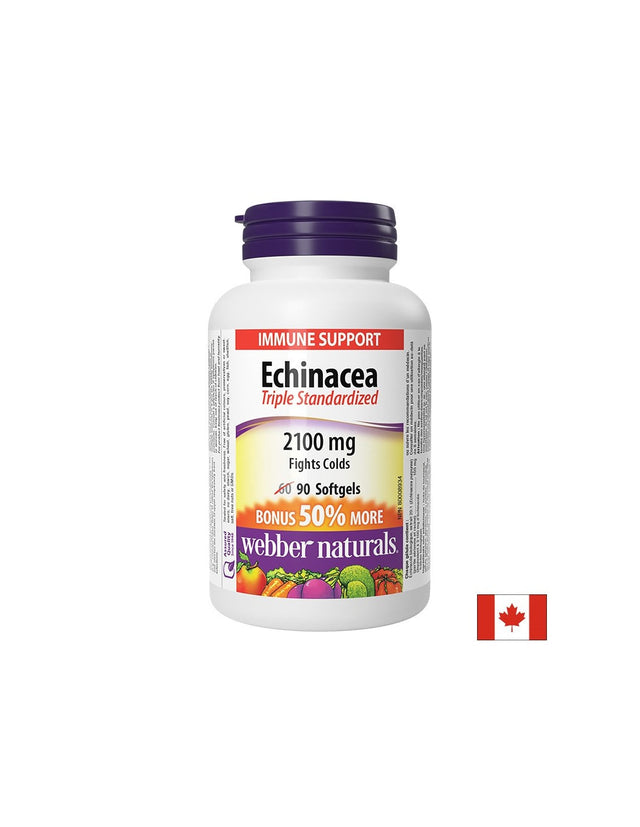 Имунитет - Ехинацея (тройно стандартизиран екстракт) 2100 mg, 90 софтгел капсули  Webber Naturals - Nutra Best Bulgaria