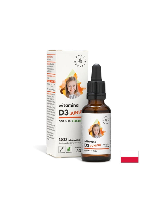 Имунна и костна система - Витамин D3-(800 IU)  - за деца и възрастни, 30 ml капки Aura Herbals - Nutra Best Bulgaria