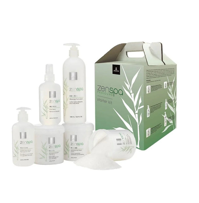 Starter Kit Set Jessica: ZenSpa Revive, Volcanic Pumice, Exfoliating, Foot Scrub, 435 g + ZenSpa Restore, Aloe Vera, Cuticle Remover Gel, 251 ml + ZenSpa Intense, Vitamin E, Moisturizing, Foot Cream, 425 g + ZenSpa Awaken, Soothing, Foot Bath Salt, 453...  Jessica - Nutra Best Bulgaria
