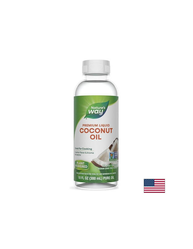 Liquid Coconut Oil / Кокосово масло (течно), 93 % MCTs‡ (мастни киселини), 300 ml Nature’s Way  Nature’s Way - Nutra Best Bulgaria