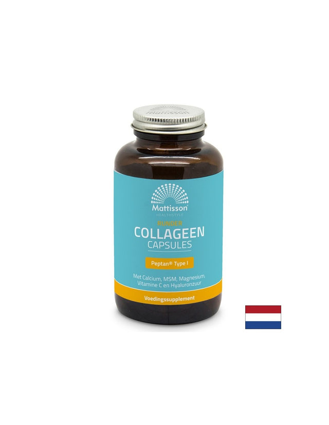 Колаген (тип 1) с калций, магнезий, МСМ, витамин C и хиалуронова киселина - Runder Collagen Peptan, 180 капсули Mattisson Healthstyle - Nutra Best Bulgaria