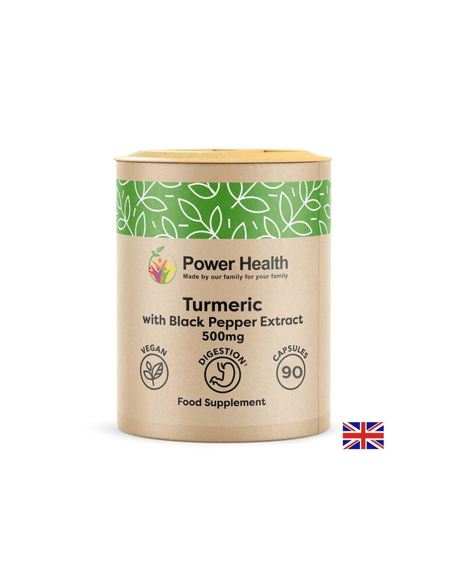 Кости и стави - Куркума 500 mg + екстракт от черен пипер, 90 капсули  Power Health - Nutra Best Bulgaria