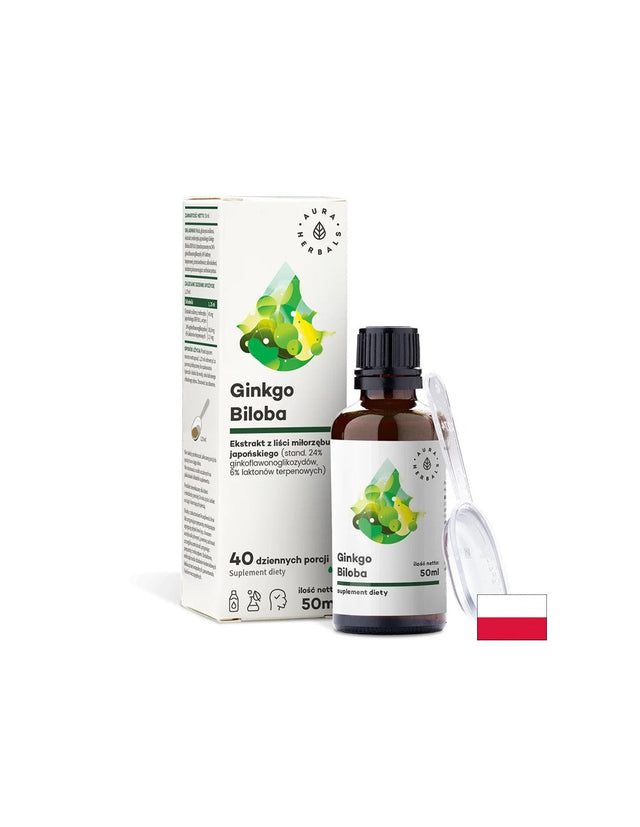 Кръвообращение и мозъчна функция - Гинко Билоба, 50 ml Aura Herbals - Nutra Best Bulgaria