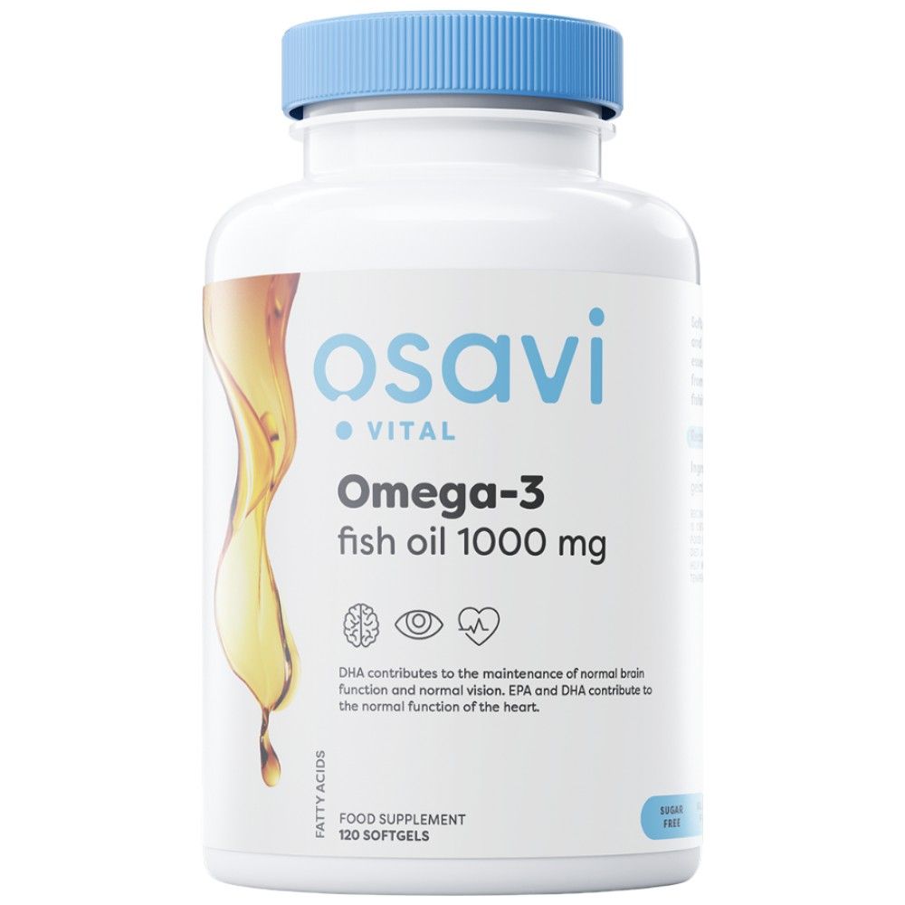 Omega 3 Fish Oil 1000 mg | Molecularly Distilled - 120 Гел капсули  Osavi - Nutra Best Bulgaria