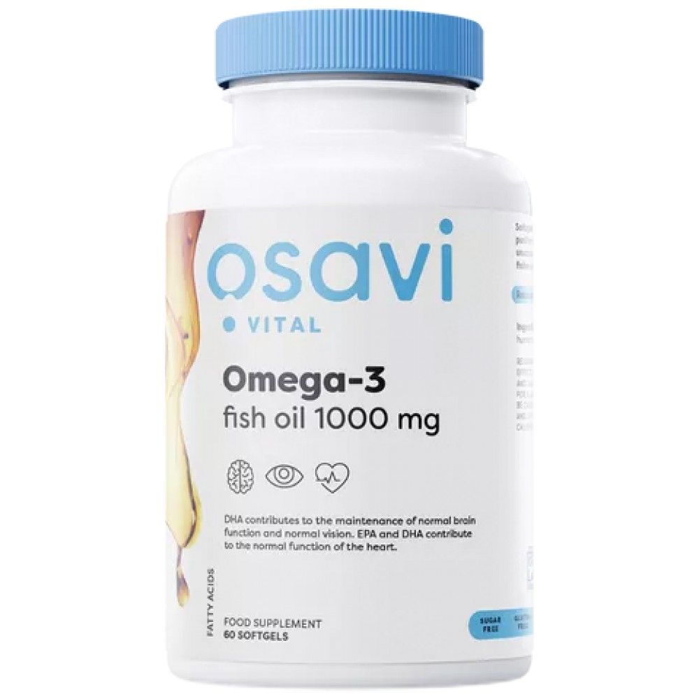 Omega 3 Fish Oil 1000 mg | Molecularly Distilled - 60 Гел капсули  Osavi - Nutra Best Bulgaria