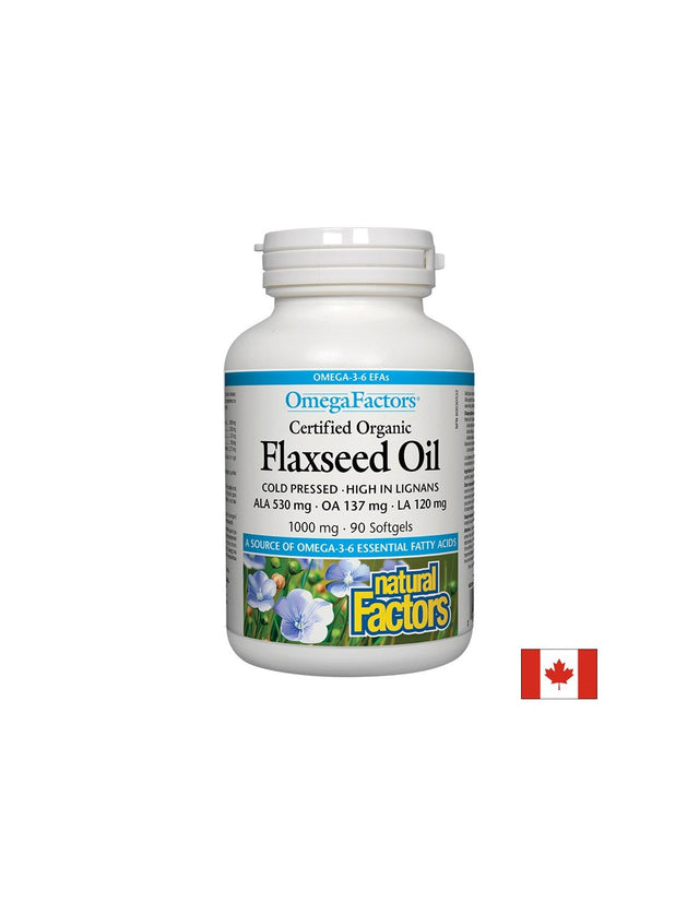 Flaxseed Oil - Ленено масло 1000 mg, 90 софтгел капсули Natural Factors - Nutra Best Bulgaria