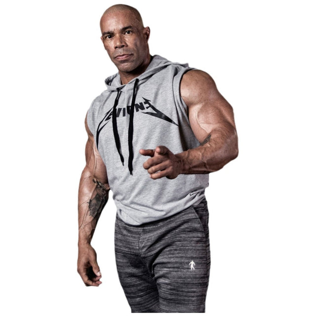Мъжки суичър без ръкави / LM Hoodie Sleeveless Grey - Nutra Best Bulgaria