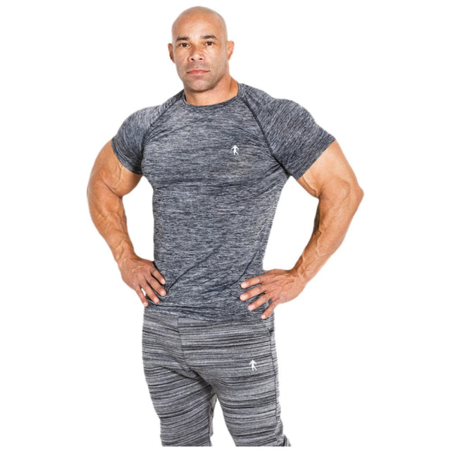 Мъжка тениска с къс ръкав / T-shirt 01 LM Compression Dark Grey - Nutra Best Bulgaria
