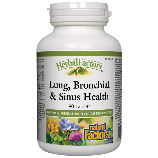 Lung, Bronchial and Sinus Health 650 mg 45 Таблетки  Natural Factors - Nutra Best Bulgaria