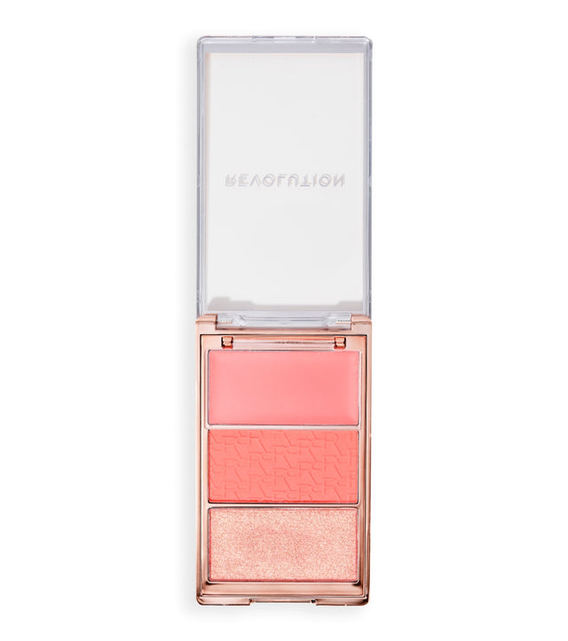 Makeup Revolution, Icon Blush, Веган, Матов, Палитра за руж и хайлайтър, Authentic Peach, 11.5 г
