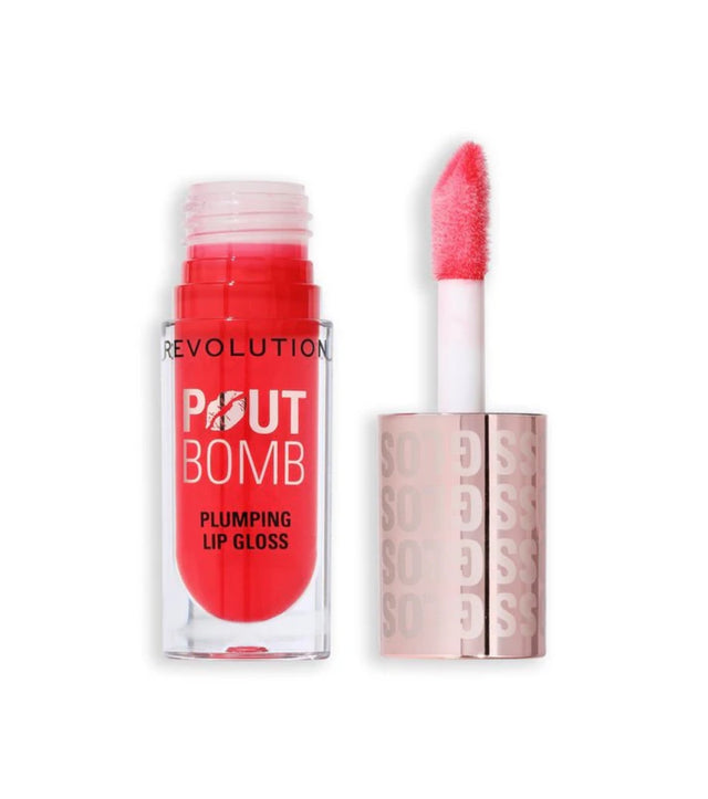 Makeup Revolution, Pout Bomb, Подпълване, Блеск за устни, Cherry Sheer Red, 4.6 мл