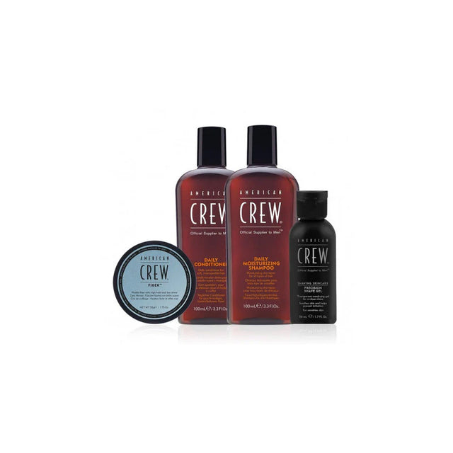 Essential Set American Crew: Daily, Hair Conditioner, For Moisturizing, 100 ml + Daily, Hair Shampoo, Moisturising, 100 ml + Fiber, Hair Styling Pomade, For Styling, Strong Hold, 50 ml + Precision, Soothing, Shaving Gel, 50 ml  American Crew - Nutra Best Bulgaria