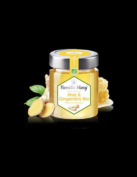 Miel & Gingembre Bio / Био акациев мед + джинджифил (за добро храносмилане), 170 g Famille Mary - Nutra Best