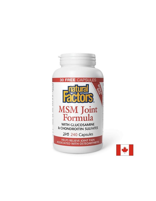 МСМ формула за стави (с глюкозамиин и хондроитин сулфат), 240 капсули Natural Factors - Nutra Best Bulgaria