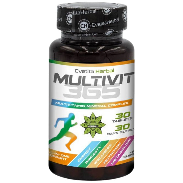 MultiVit 365 - Multivitamins and Minerals - 30 Таблетки - Nutra Best Bulgaria