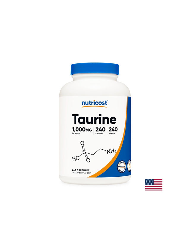 Мускулна функция и издръжливост - Таурин (Taurine), 1000 mg, 240 капсули Nutricost - Nutra Best Bulgaria