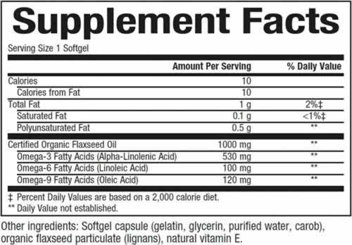 Certified Organic Flaxseed Oil - 90 Гел капсули  Natural Factors - Nutra Best Bulgaria