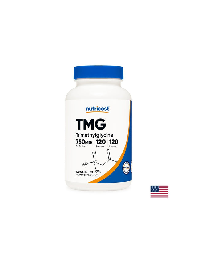 Нормализира нивата на хомоцистеина - TMG Бетаин анхидрид (триметилглицин), 750 mg х120 капсули Nutricost - Nutra Best Bulgaria
