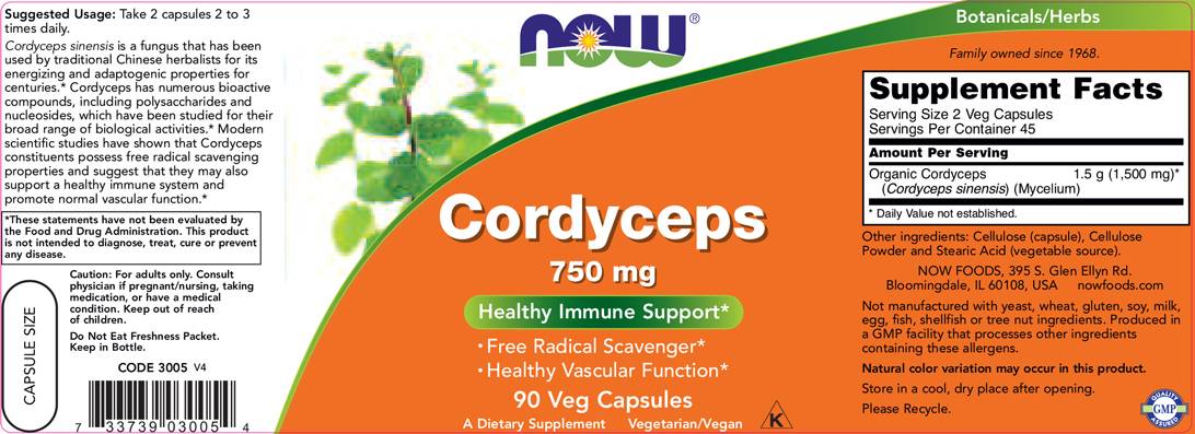 Cordyceps 750 mg - 90 капсули  NOW Foods - Nutra Best Bulgaria