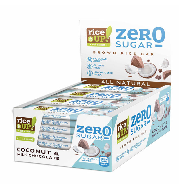 RiceUP! ZERO SUGAR - Оризов бар - 20 x 18 g - Nutra Best Bulgaria