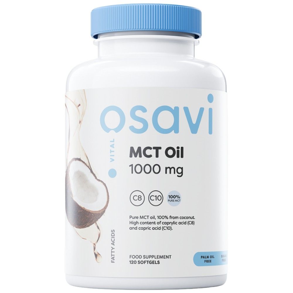 MCT Oil 1000 mg | C8 + C10 - 120 Гел капсули  Osavi - Nutra Best Bulgaria