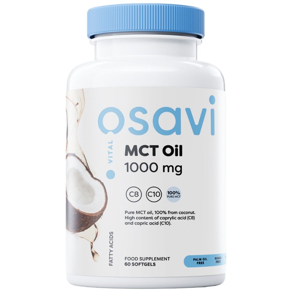 MCT Oil 1000 mg | C8 + C10 - 60 Гел капсули  Osavi - Nutra Best Bulgaria