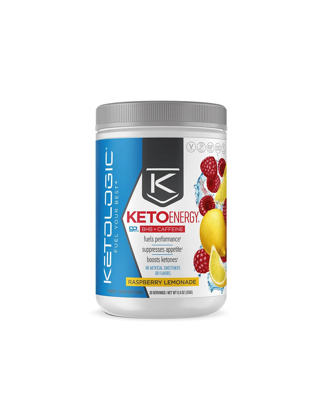 Отслабване и горене на мазнини - KetoEnergy BHB + Кофеин, 255 g прах с вкус на малина и лимонада - Nutra Best Bulgaria