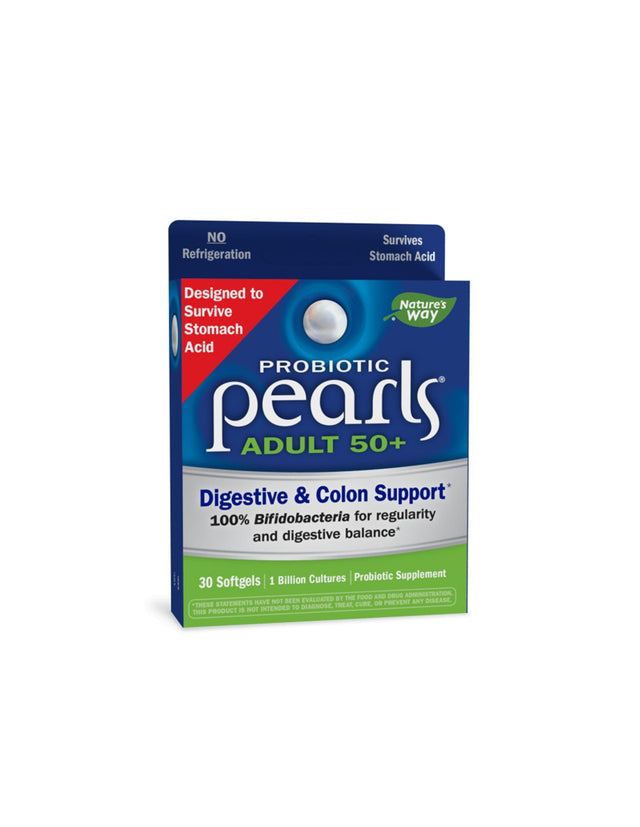 Pearls® Probiotic 50+ Adult - Пърлс® пробиотик за възрастни 50+, 1 млрд. активни пробиотици, 30 софтгел капсули - Nutra Best Bulgaria