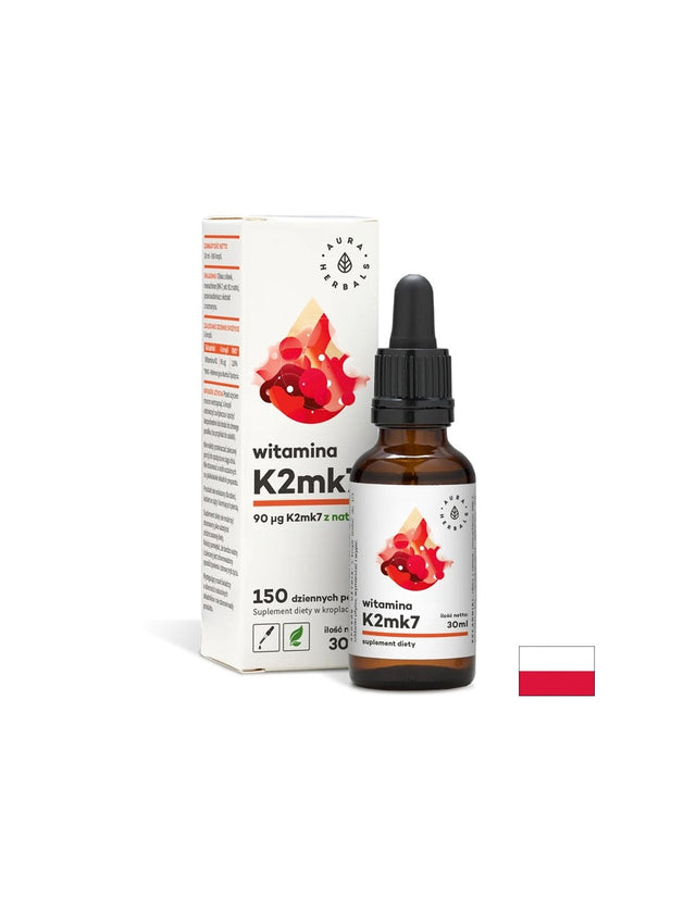 Подобрява плътността на костите - Витамин К2 (МК7), 30 ml капки Aura Herbals - Nutra Best Bulgaria