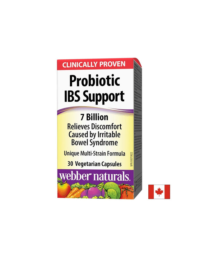 Probiotic IBS Support/ Пробиотик IBS 4 щама, 7 млрд. активни пробиотици х 30 капсули Webber Naturals - Nutra Best Bulgaria