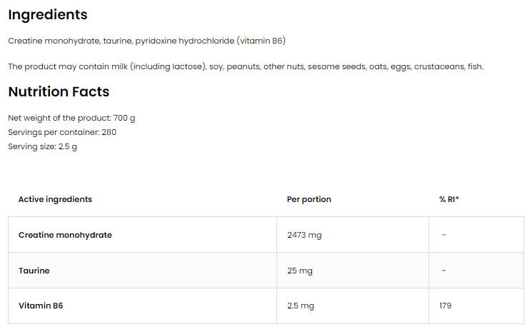 Creatine Monohydrate + Taurine Powder 700 грама - Nutra Best