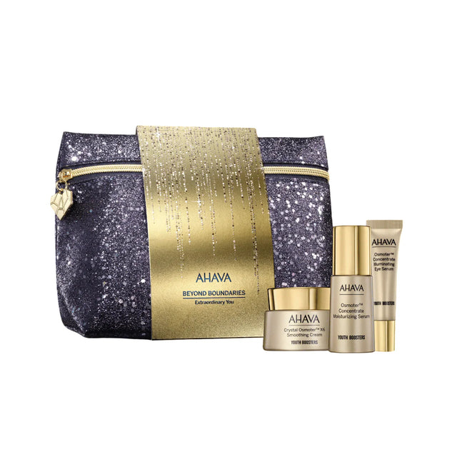 Extraordinary You Set Ahava: Crystal Osmoter X6, Smoothing, Cream, For Face, 50 ml + Osmoter Concetrate, Illuminating, Eye Serum, 15 ml + Osmoter Concetrate, Moisturising, Serum, For Face, 30 ml + Ahava, GWP Textile Pouch  Ahava - Nutra Best Bulgaria
