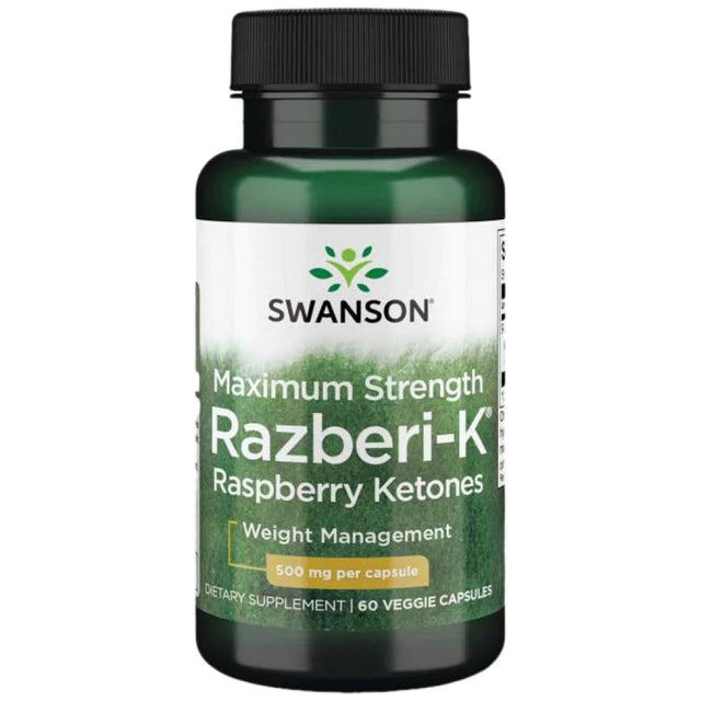 Razberi-K 500 mg / Maximum Strength Raspberry Ketones - 60 капсули  Swanson - Nutra Best Bulgaria