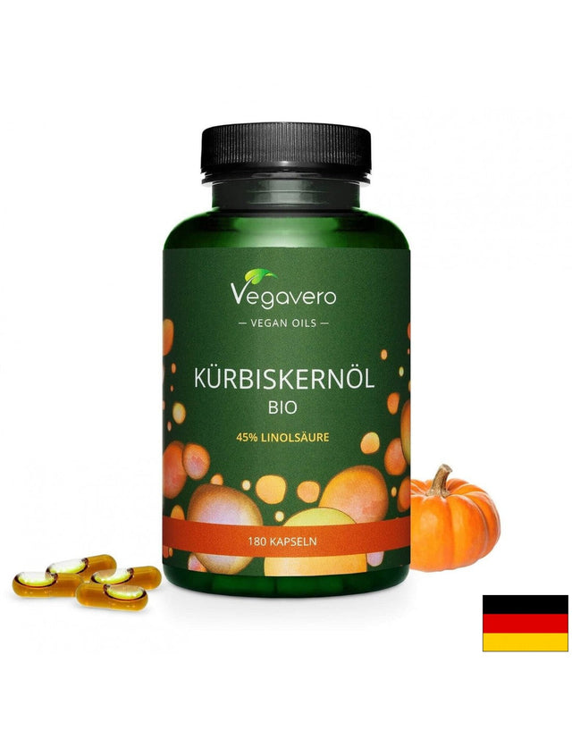 Кürbiskernöl Bio/ Масло от био тиквено семе, 180 капсули, 100% Vegan Vegavero  Vegavero - Nutra Best Bulgaria
