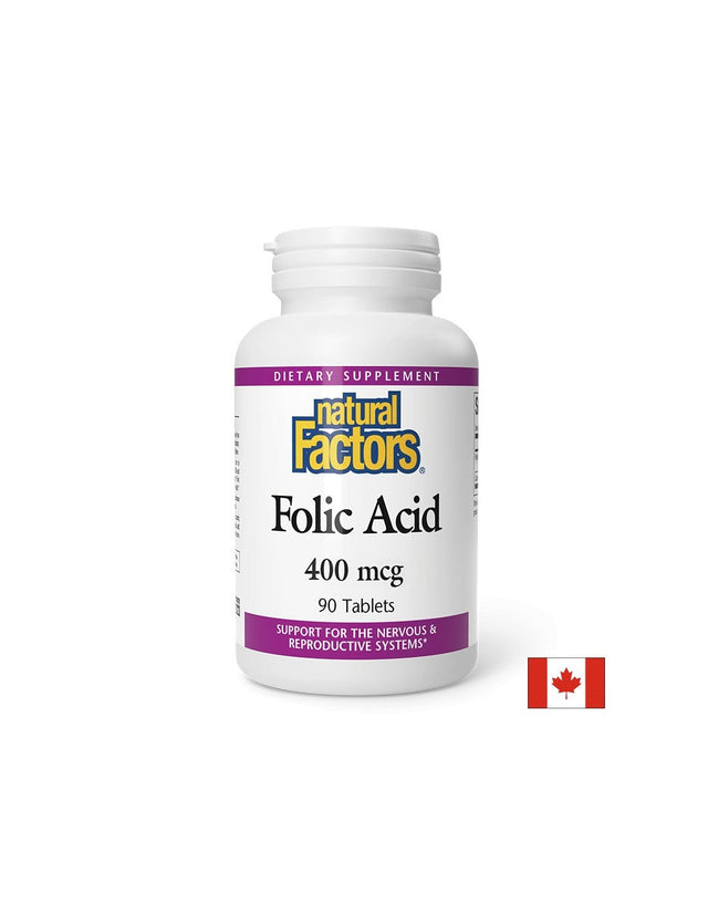 Folic Acid 400 mcg - 90 Таблетки  Natural Factors - Nutra Best Bulgaria