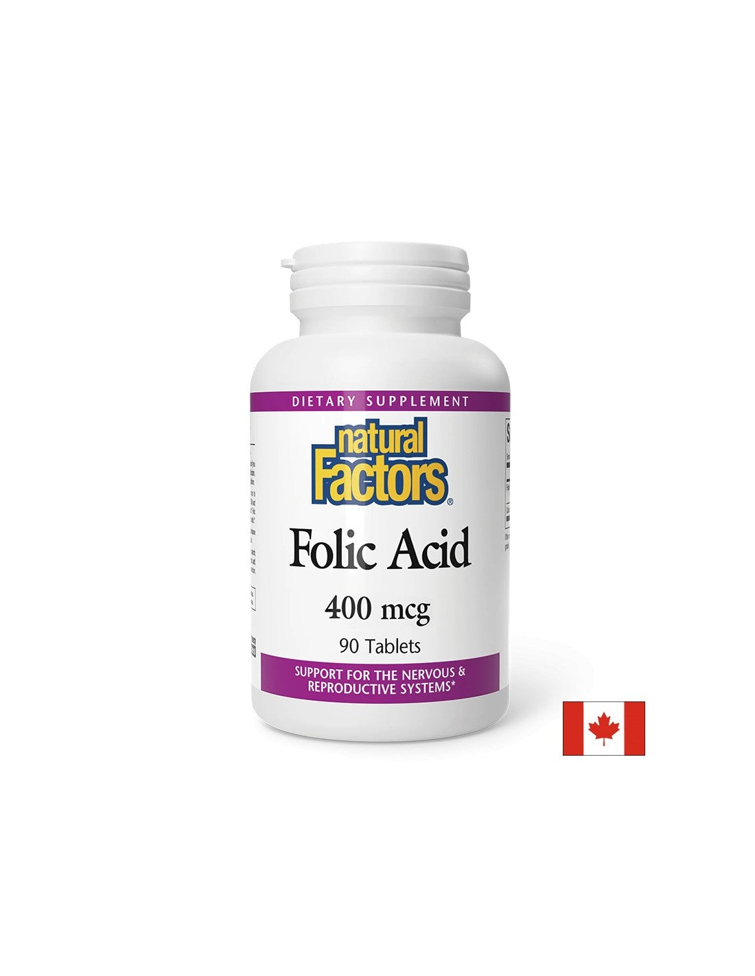 Folic Acid 400 mcg - 90 Таблетки  Natural Factors - Nutra Best Bulgaria