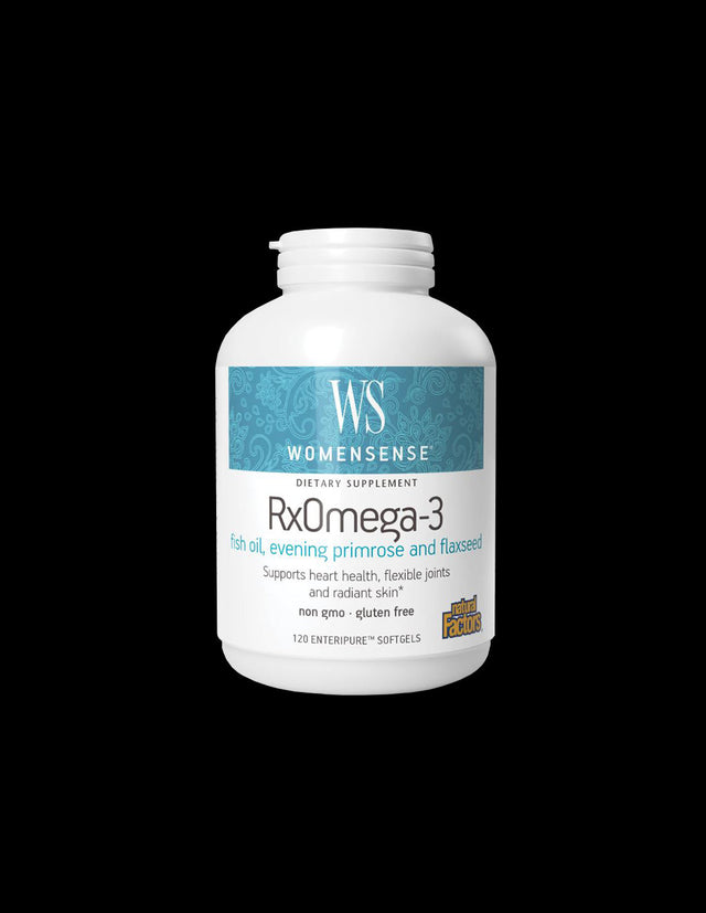 Рибено масло, вечерна иглика и ленено семе WomenSense Rx Omega-3 - Женско здраве, 120 софтгел капсули Natural Factors - Nutra Best Bulgaria