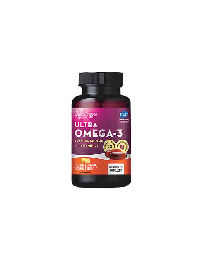 Sea-Licious® Ultra Omega-3 with Vitamin D3 - Омега-3 + витамин D3, 60 софтгел капсули Natural Factors - Nutra Best Bulgaria