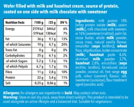 Protein Brix with Hazelnuts - 24 x 25 грама - Nutra Best Bulgaria