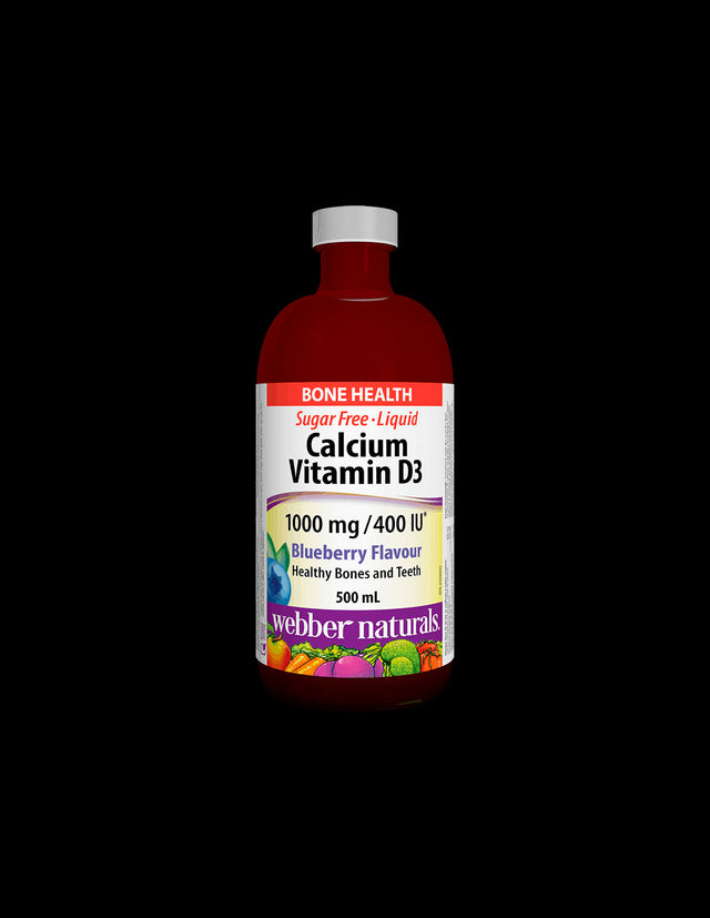 Calcium & Vitamin D3 Liquid/ Калций 1000 mg + Витамин D3 400 IU х 500 ml с вкус на боровинки Webber Naturals - Nutra Best Bulgaria