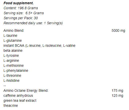 Amino Octane + Energy Blend 196 грама - Nutra Best Bulgaria