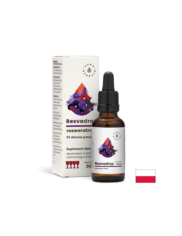 В подкрепа на кръвоносните съдове и сърцето - Ресвератрол, 30 ml капки Aura Herbals - Nutra Best Bulgaria