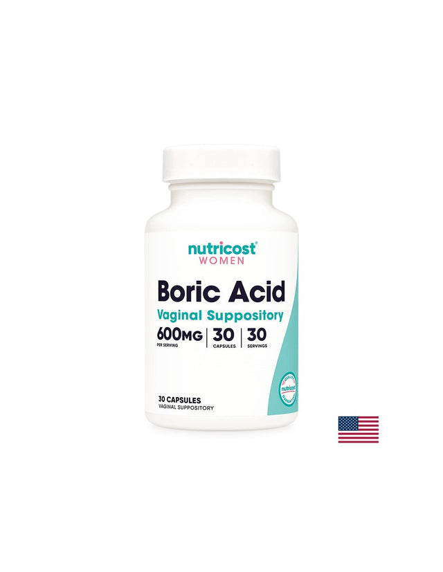 Вагинални инфекции - Борна киселина, 600 mg x 30 вагинални капсули Nutricost - Nutra Best Bulgaria