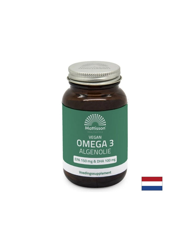 Веган Омега-3 от водорасли - Подкрепа за сърцето и мозъчната функция, EPA 150 mg, DHA 100 mg, 60 капсули - Nutra Best Bulgaria