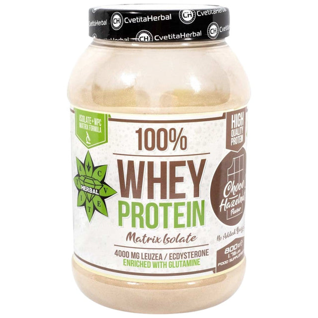 100% Whey Protein Isolate Matrix with Levzea | Chocolate and Hazelnut - 800 грама - Nutra Best Bulgaria