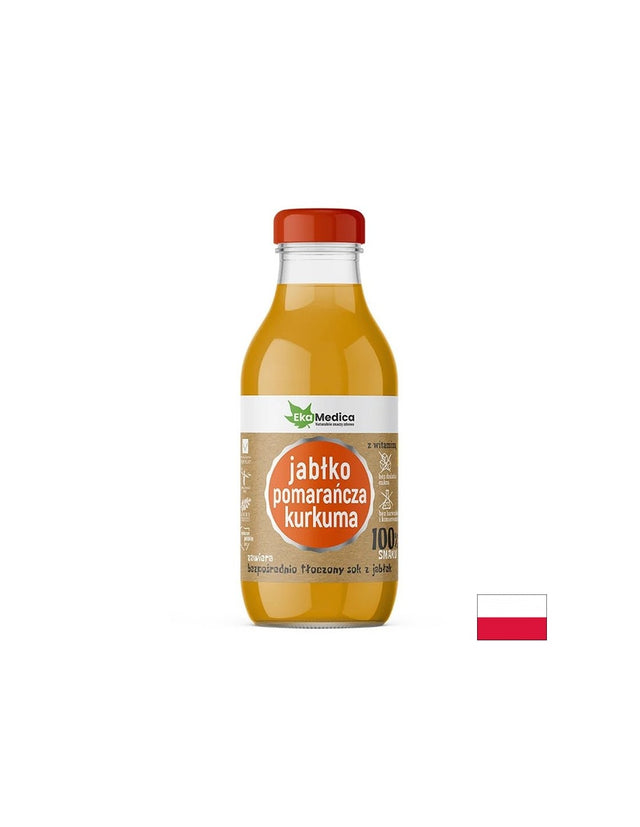 Ябълка + Портокал + Куркума – Тонус и антиоксидантна подкрепа, сок 300 ml - Nutra Best Bulgaria