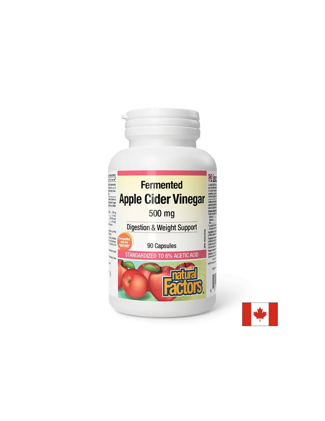 Apple Cider Vinegar/ Ябълков оцет 500 mg х 90 капсули Natural Factors - Nutra Best Bulgaria