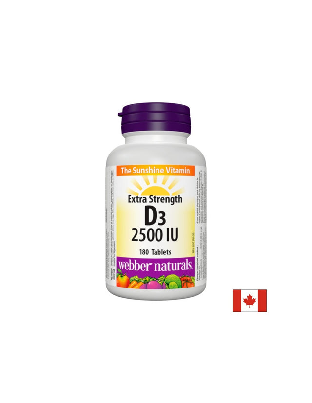 Здрави кости и силен имунитет - Витамин D3 2500 IU, 180 таблетки Webber Naturals - Nutra Best Bulgaria